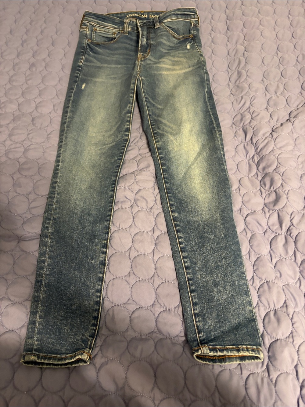 American Eagle Outfitters Men's Faded Blue Skinny Jeans